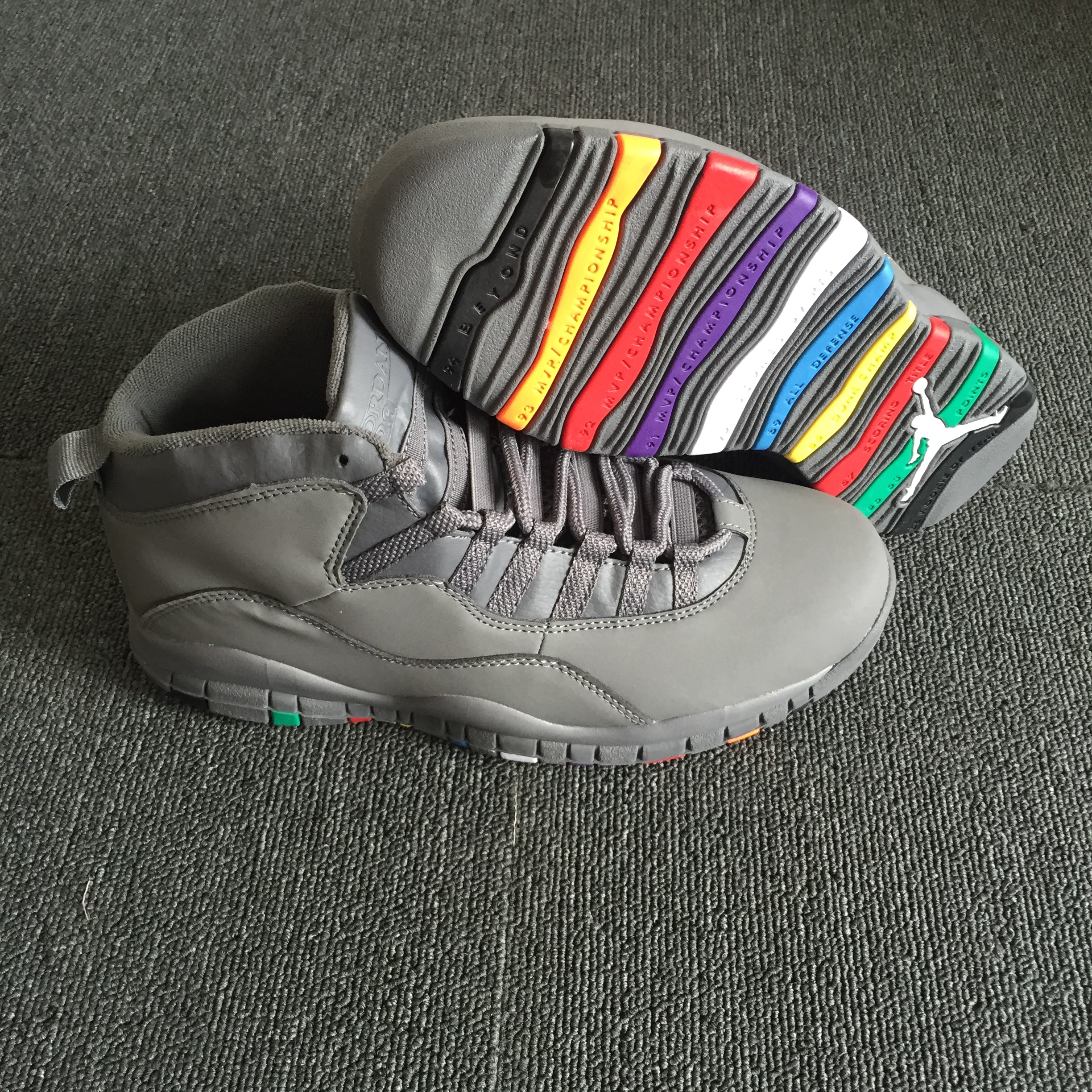 2018 Men Air Jordan 10 Grey Colorful Sole Shoes